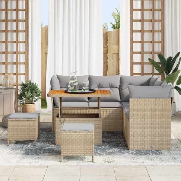 Maison Exclusive - 8 osan beige polyrottinkinen puutarhakalustesetti