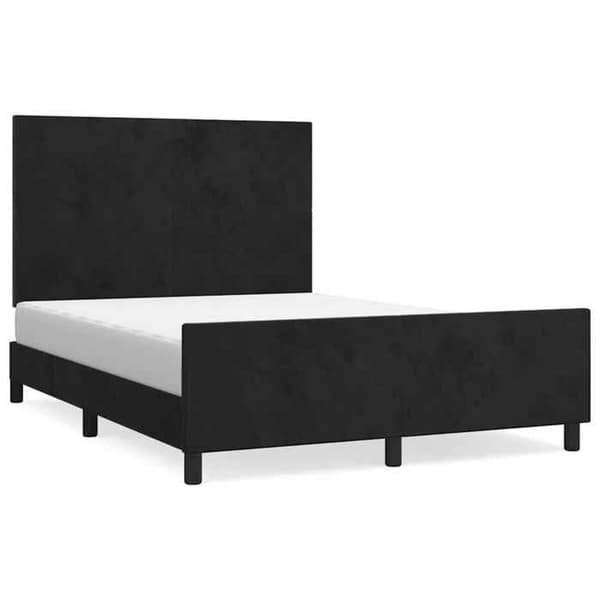 Sengestel - EKSKLUSIV HUS - 140x200 cm - Sort velour - Justerbar hovedgærde - Lamelseng Svart