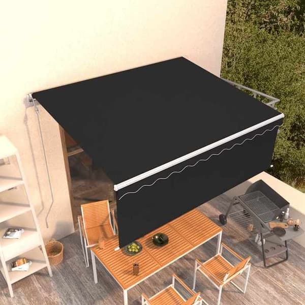 Fällbart tak - EXKLUSIVT HUS - 4,5x3 m - Motoriserat - Pulverlackerad aluminium - UV-skyddande polyester PU-tyg antracit