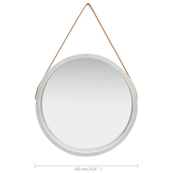 Maison Exclusive - Väggspegel med rem 60 cm Silverfärgad