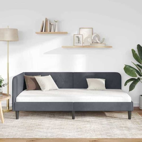 Maison Exclusive - Tummanharmaa kulmasänky 100 x 200 cm Sametti