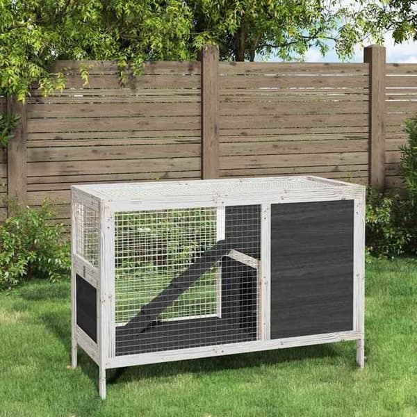 Maison Exclusive - Harmaa Clapier 103x44x69,5 cm massiivipuusta grå