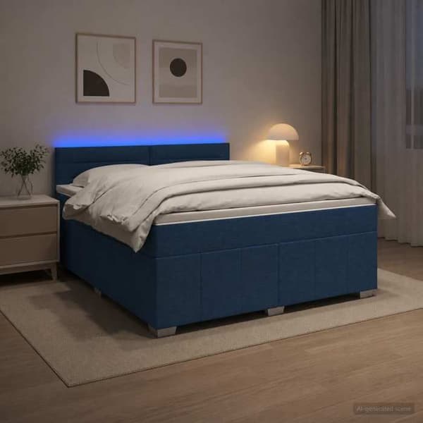Maison Exclusive - Boxspring seng med madras Blå 160 x 200 cm Stof Blå
