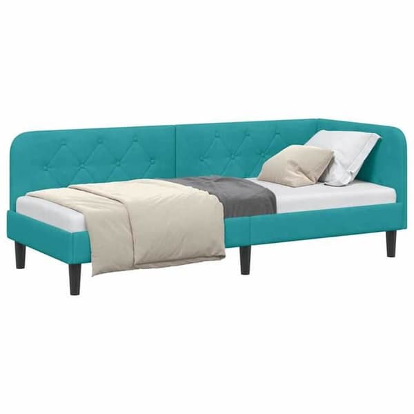 Maison Exclusive - Turquoise hörnsängram 80 x 200 cm Sammet