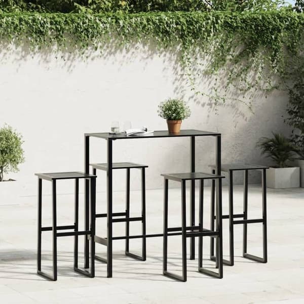Maison Exclusive - Barstolar set om 4 svart pulverlackerad stål