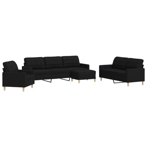 Maison Exclusive - 4 osan sohvasetti mustalla kangaspedillä