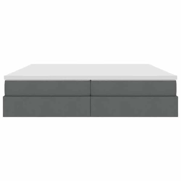 Sängram med madrass - EXKLUSIV HEM - 200 x 200 cm - Mörkgrå - Hydraulisk lyft - Polyester tyg & metallram Mörkgrå