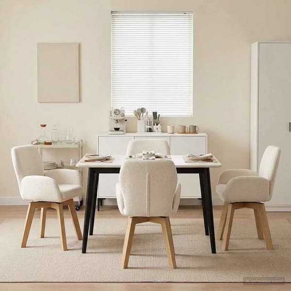 Maison Exclusive - Drejbare spisebordsstole 4 stk Bouclé Creme