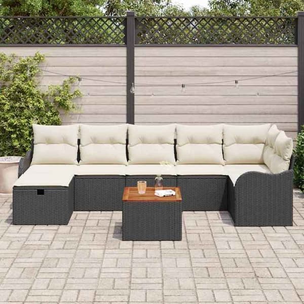 Havemøbler - EKSKLUSIVT HUS - Moderne - Sort - UV-bestandig poly rattan - 8 dele med opbevaring Svart