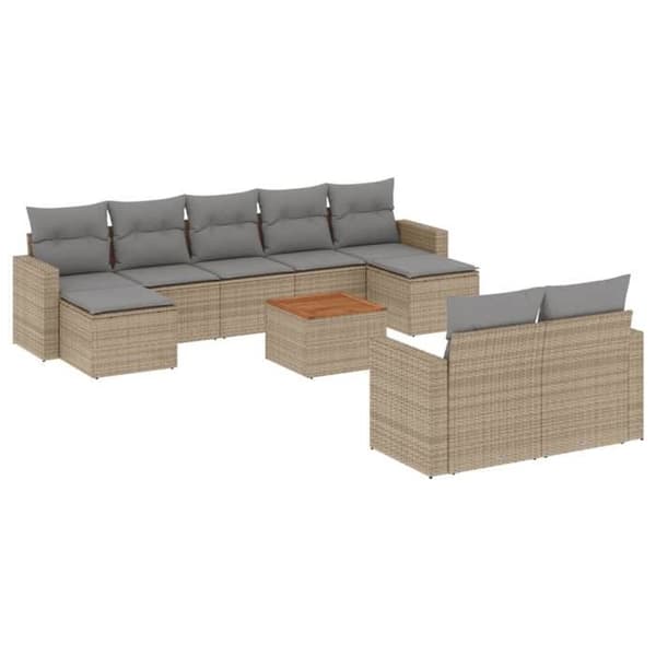 Maison Exclusive - Trädgårdsmöbler och kuddar 10 st blandning beige flätad resin