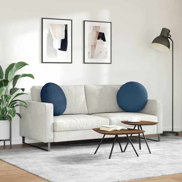 Maison Exclusive - Sittkuddar 2 st Tyg Blå Ø50 x 19 cm