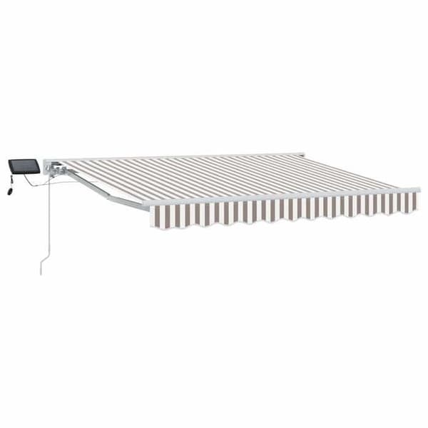 Maison Exclusive - Manuell markisram med LED-lampor Ljusgrå och vit 5 x 3 m