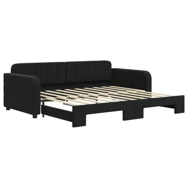 Maison Exclusive - Musta 90x190 cm samettinen vuodesohva, jossa on vuodevaatelaatikko