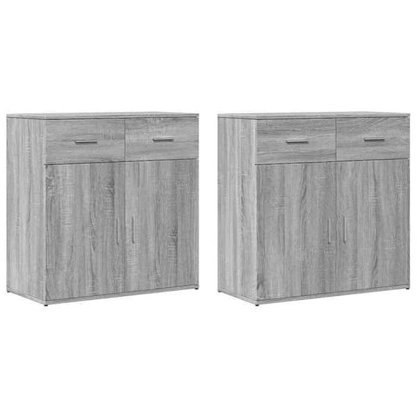 Maison Exclusive - Bufféer 2 st sonoma grå 79x38x80 cm ingenjörsträ