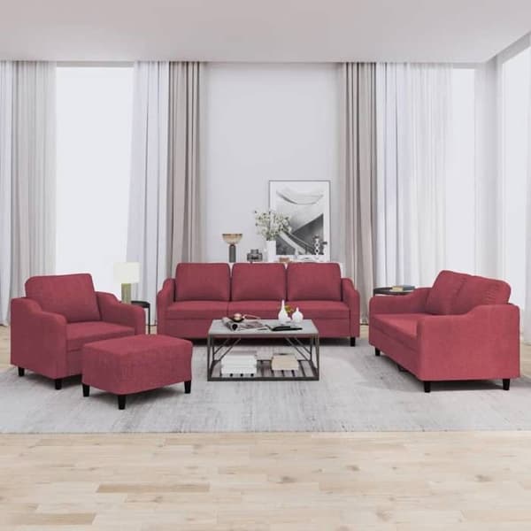 Maison Exclusive - Sæt af 4 sofaer med puder i Bordeaux rød stof