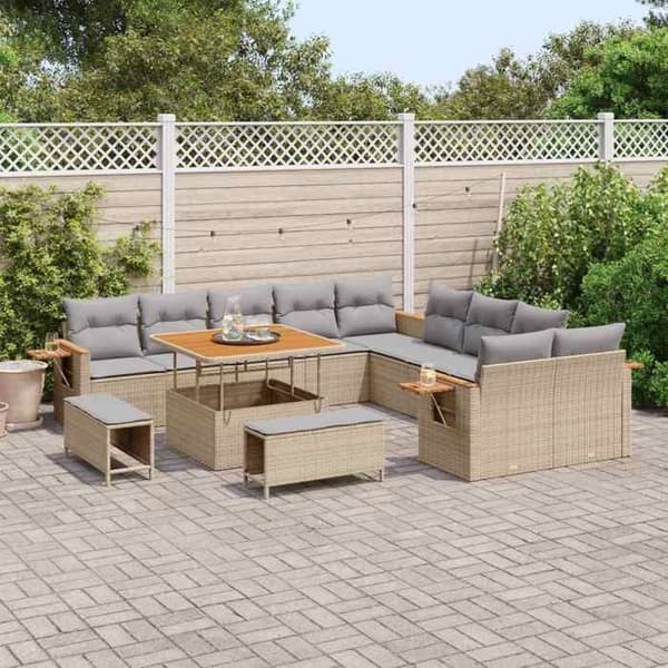Trädgårdsoffmöbel - EXKLUSIVT HEM - Set 13 delar - Beige - Poly rattan - Modulär beige