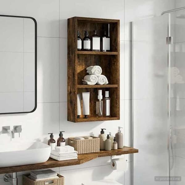 Maison Exclusive - Vægskab til badeværelse Røget Eg 30 x 10 x 60,5 cm