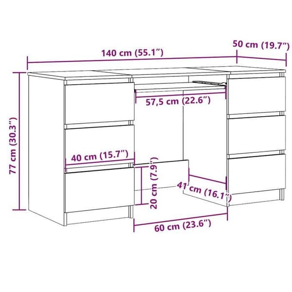 Maison Exclusive - Kontor Vit 140x50x77 cm Ingenjörsträ Vit