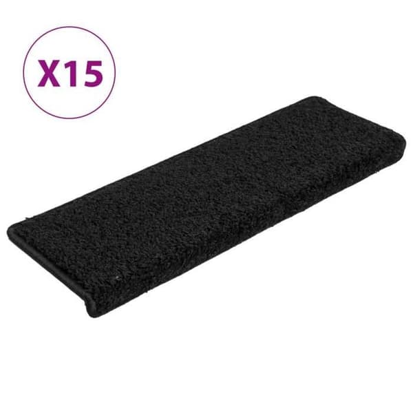 Maison Exclusive - Trappe tæppe 15 dele 65 x 21 x 4 cm Sort rektangulær kant