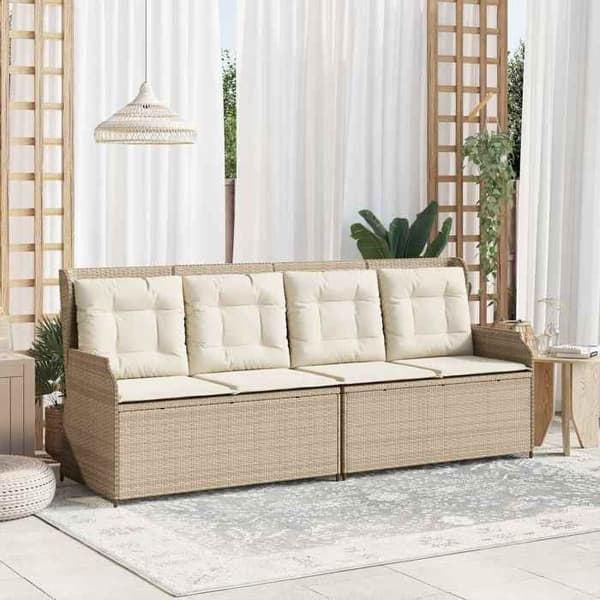 Maison Exclusive - Beige trädgårdsbänk i polyrotting