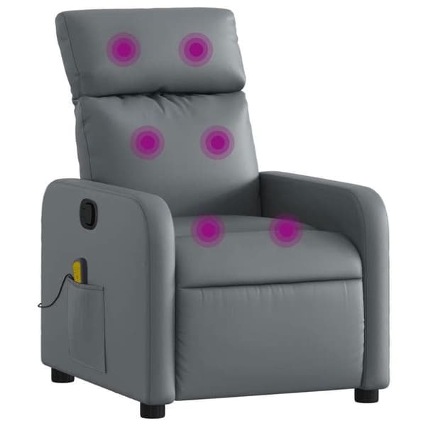 Maison Exclusive - Grå lutande massagefåtölj i konstläder