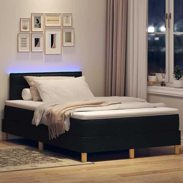 Maison Exclusive - LED-fjederseng med sorte LED-striber 120 x 200 cm stof