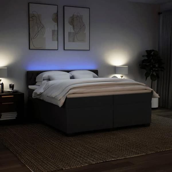 Maison Exclusive - Sengebund med lameller og madras sort 200x200 cm stof