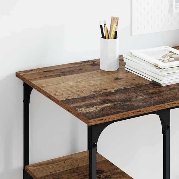 Kontor - EKSKLUSIVT HUS - Gammelt Træ - 140x50x75 cm - Rustik Industriel - Indbyggede Hylder