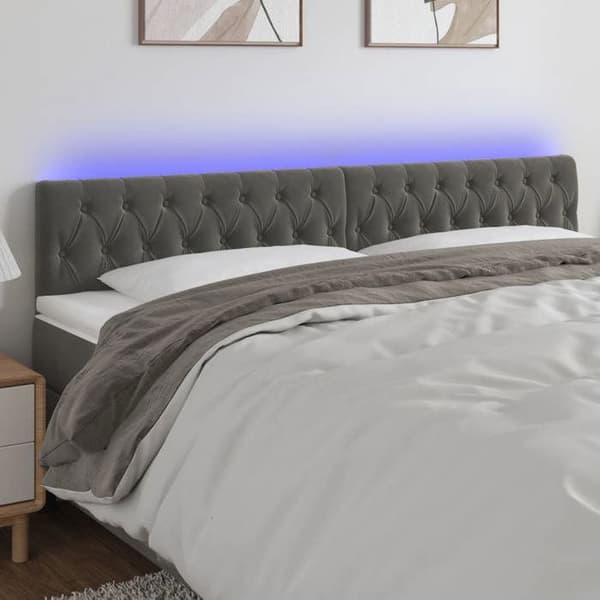 Maison Exclusive - LED-päätyharso Tummanharmaa 200x7x78/88 cm Sametti mörkgrå