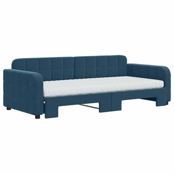 Maison Exclusive - Dagbädd med utdragbar säng och blå madrass 90x200 cm sammet Blå (sammet)