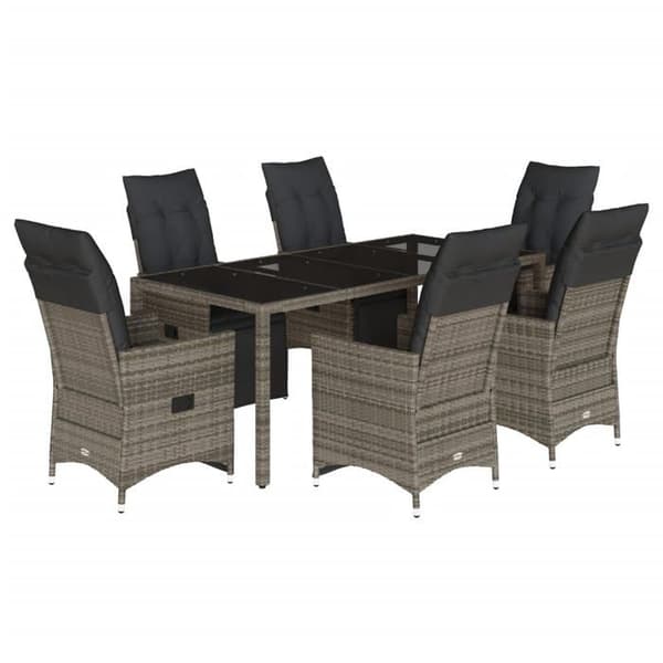 Maison Exclusive - Trädgårdsbistro-set 7 delar med gråa kuddar i polyrotting