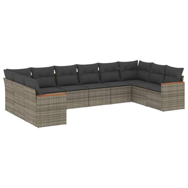 Maison Exclusive - Trädgårdsmöbler med kuddar 10 delar grå flätad resin