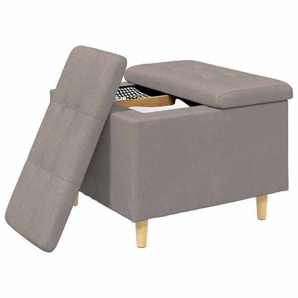 Förvaringspuff - EXKLUSIV HEM - 60 x 60 x 45 cm - Taupe - Klädd i knappar - Dold förvaring Mol