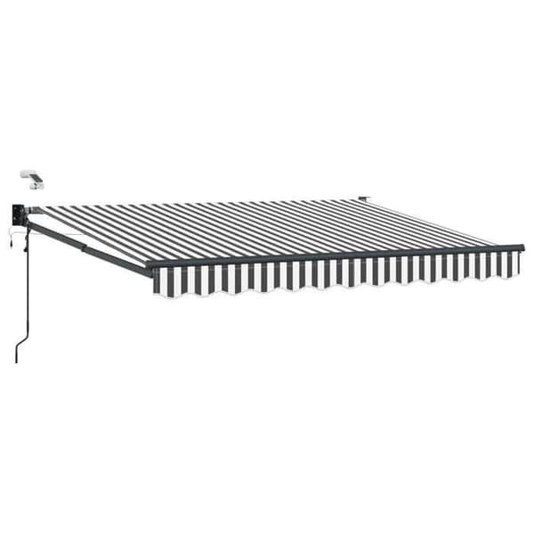 Fällbart markis - EXKLUSIV HEM - Elektrisk 3 x 2,5 m - Antracit och vit - Aluminium - LED & väder sensor Kol och vitt