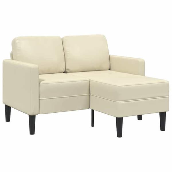 Maison Exclusive - 2-sits soffa med L-formad divan i crème 125 cm konstläder