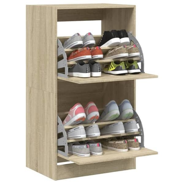Skoark - MAISON EXCLUSIVE - 2 foldbare skuffer - Sonoma eg - Pladsbesparende - Ingeniørtræ Sonoma ek