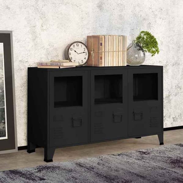Maison Exclusive - Industriel Buffet Sort 105x35x62 cm Metal og glas
