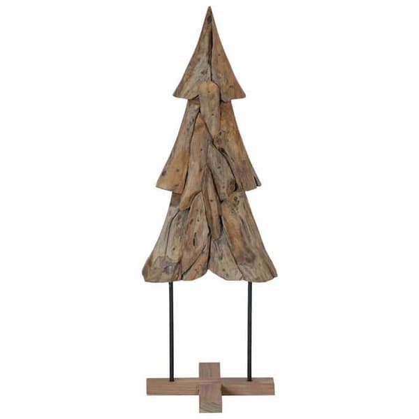 Juletræ - EKSKLUSIVT HUS - 121 cm - Massivt teaktræ - Holdbar støtte - Rustik design brun