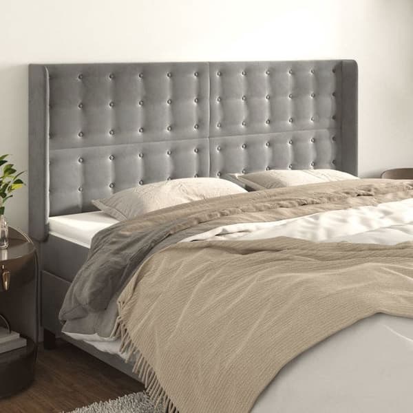 Maison Exclusive - Pääty, jossa korvat, Vaaleanharmaa 183x16x118/128 cm Sametti ljusgrått