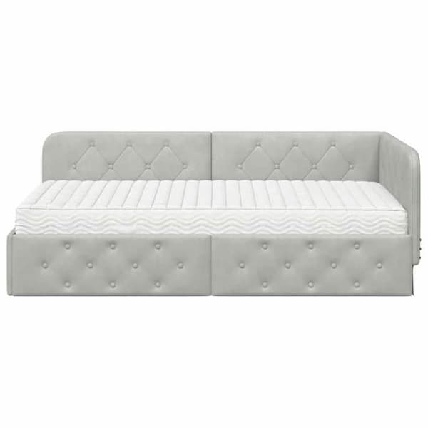 Maison Exclusive - Ljust grått hörnsängram 90 x 200 cm Sammet