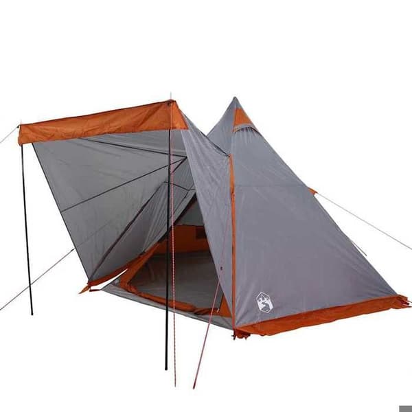 Maison Exclusive - Perheelle tarkoitettu 6 hengen harmaa ja oranssi vedenpitävä tipi-teltta