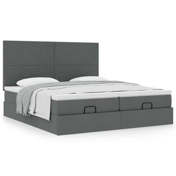 Maison Exclusive - Ottoman sängram med mörkgrå madrass 200x200cm tyg Mörkgrå