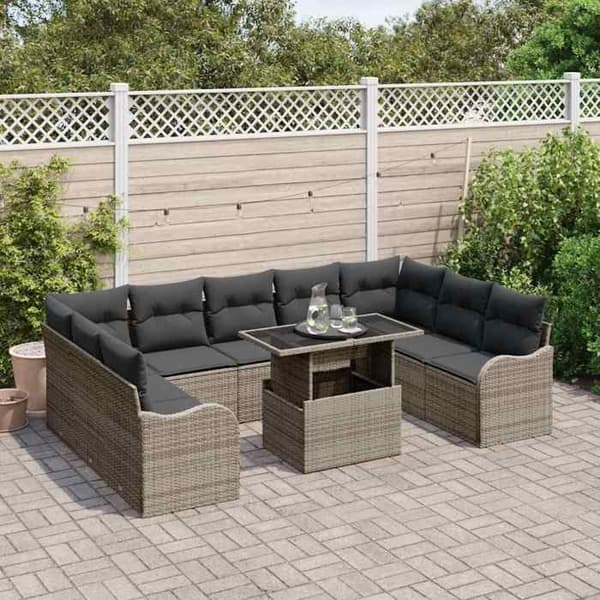 Maison Exclusive - 10 osan puutarhakalustesarja 9-hengen Harmaa