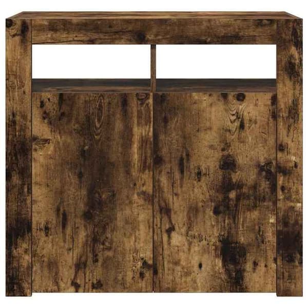 Maison Exclusive - Buffé med LED-lampor, rökig ek 80x35x75 cm