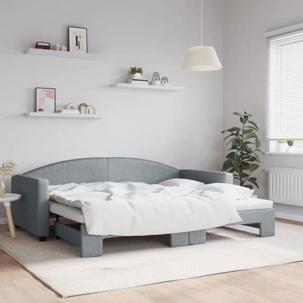 Maison Exclusive - Päivävuode, jossa on alavuode ilman patjaa, vaaleanharmaa 90x200 cm ljusgrått