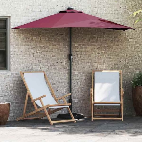 Hav parasol - MAISON EXCLUSIVE - Bordeaux - 294×150×223 cm - Polyester & stål - Solcelle LED Bordeaux