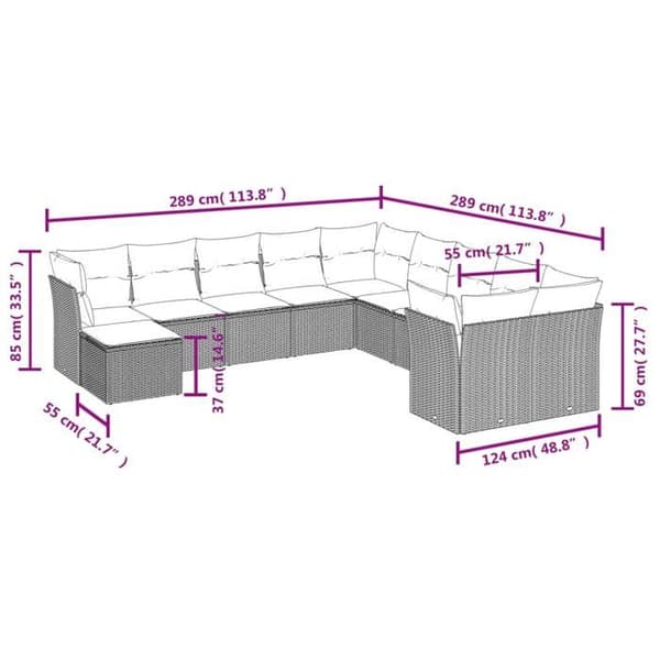 Maison Exclusive - Trädgårdsmöbler och kuddar 11 delar brun flätad resin