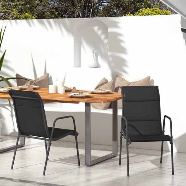 Maison Exclusive - Puutarhatuolit 2 kpl Teräs ja tekstiili Musta Svart
