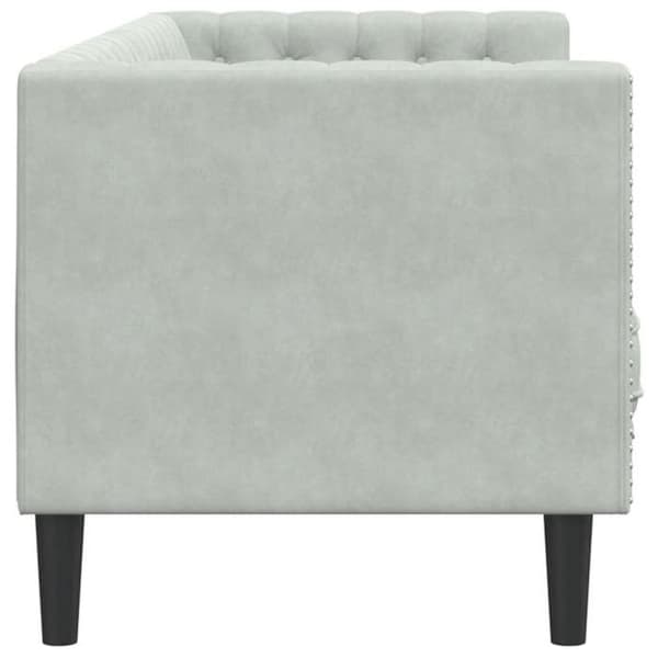 Maison Exclusive - Chesterfield-soffa med kuddar 3 platser ljusgrå sammet Ljusgrått