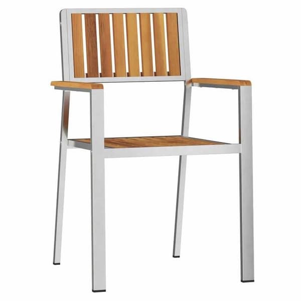 Maison Exclusive - Havestol 8 stk Massivt teaktræ og rustfrit stål